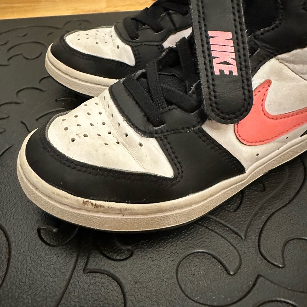Nike Kids Black and Pink Strap Sneakers